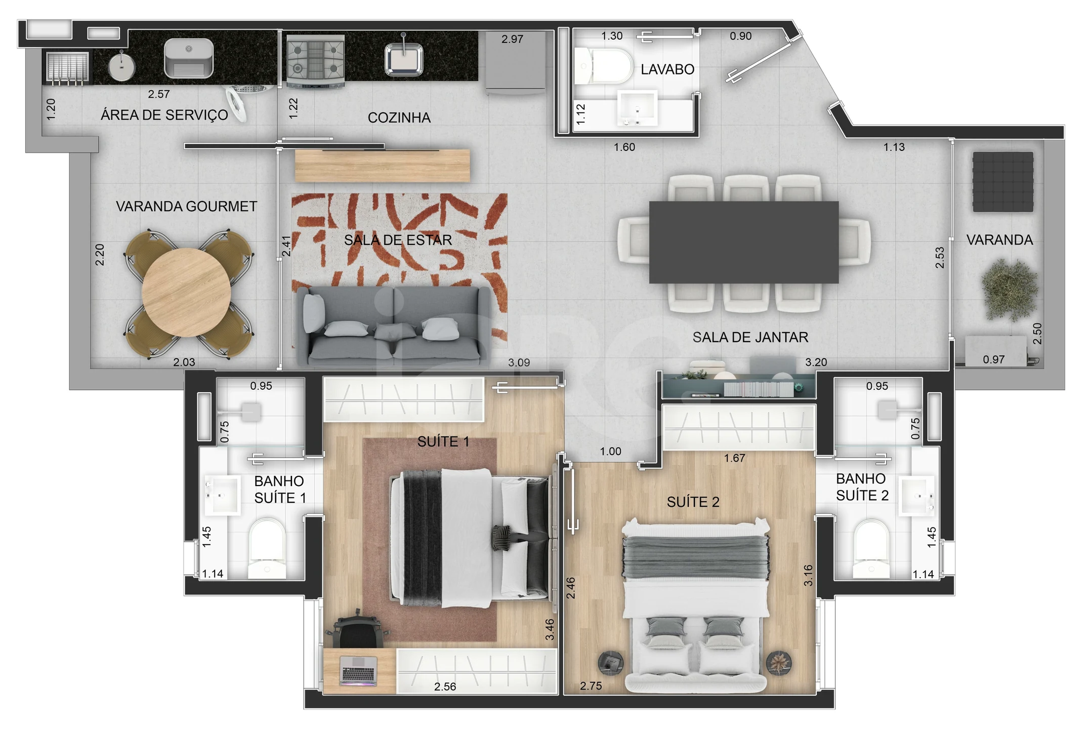 Planta — Apartamento 69,77 m²