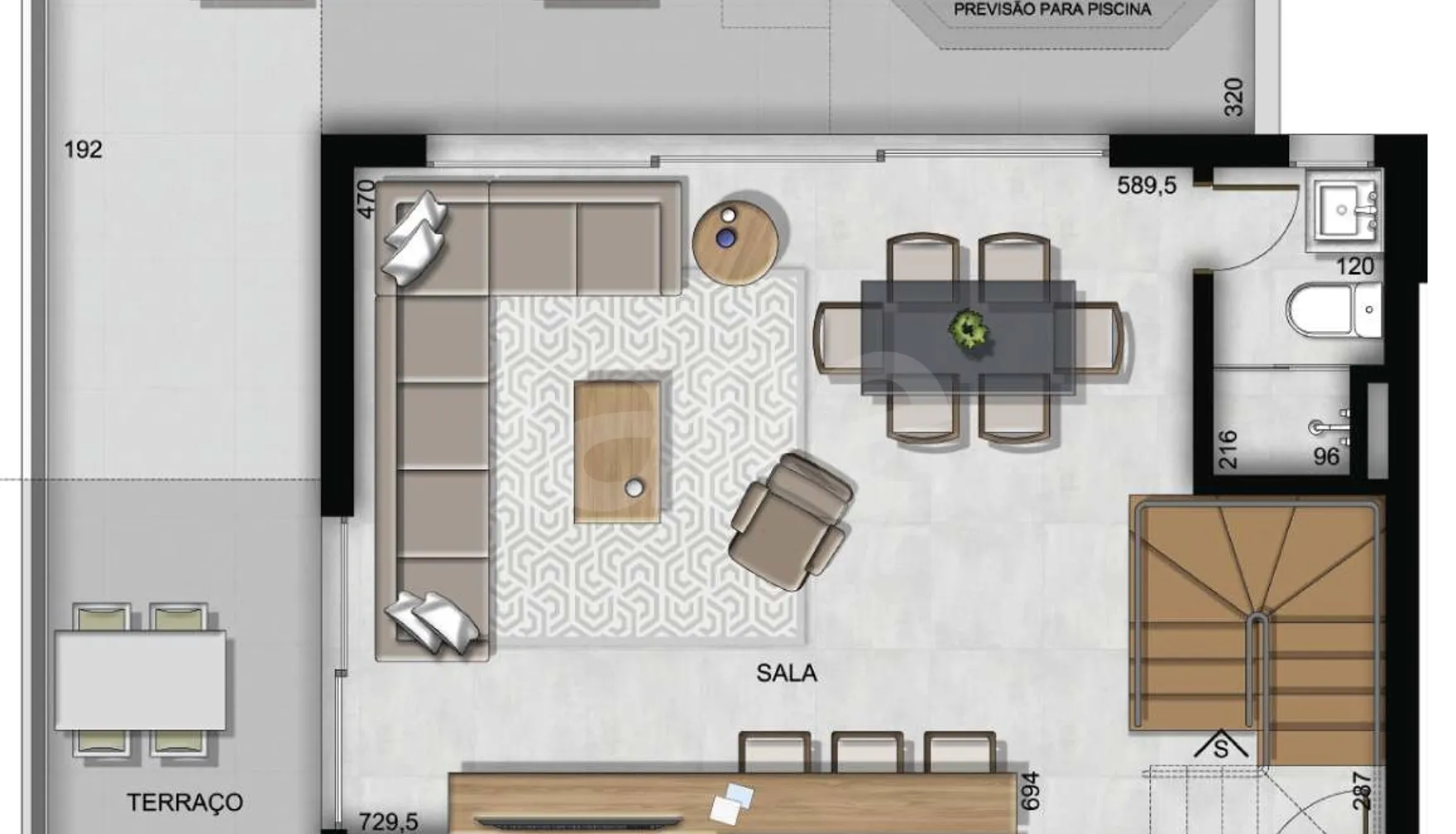 Planta — Cobertura Duplex 171,59 m²