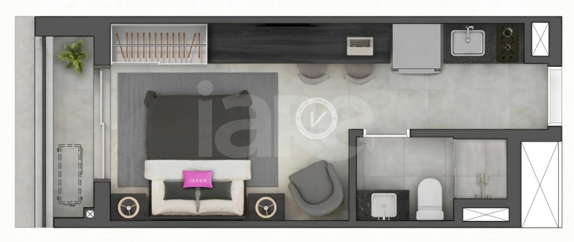 Planta — Studio 23,64 m²