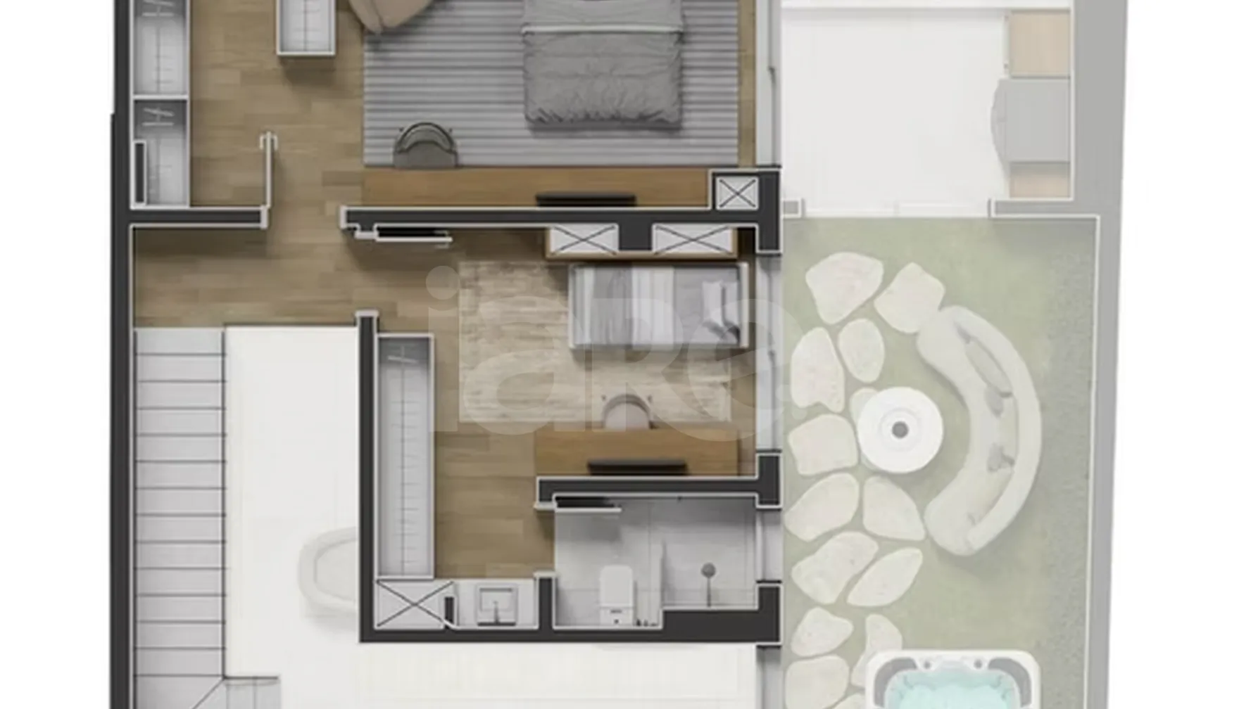 Planta — Planta Garden 3 - 3 dorm 184m² - duplex - superior