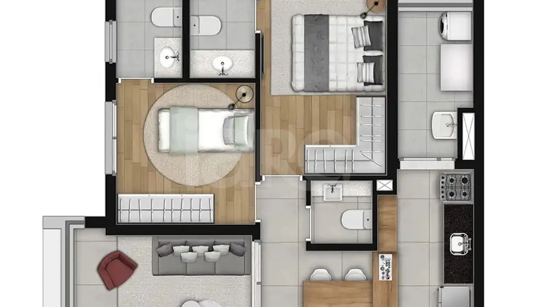 Planta — Apartamento 67,38 m²