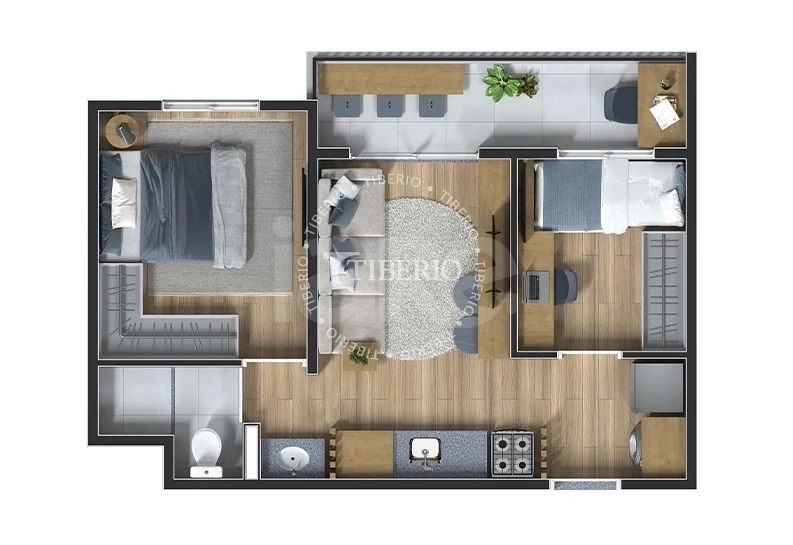 Planta — Studio 38,82 m²