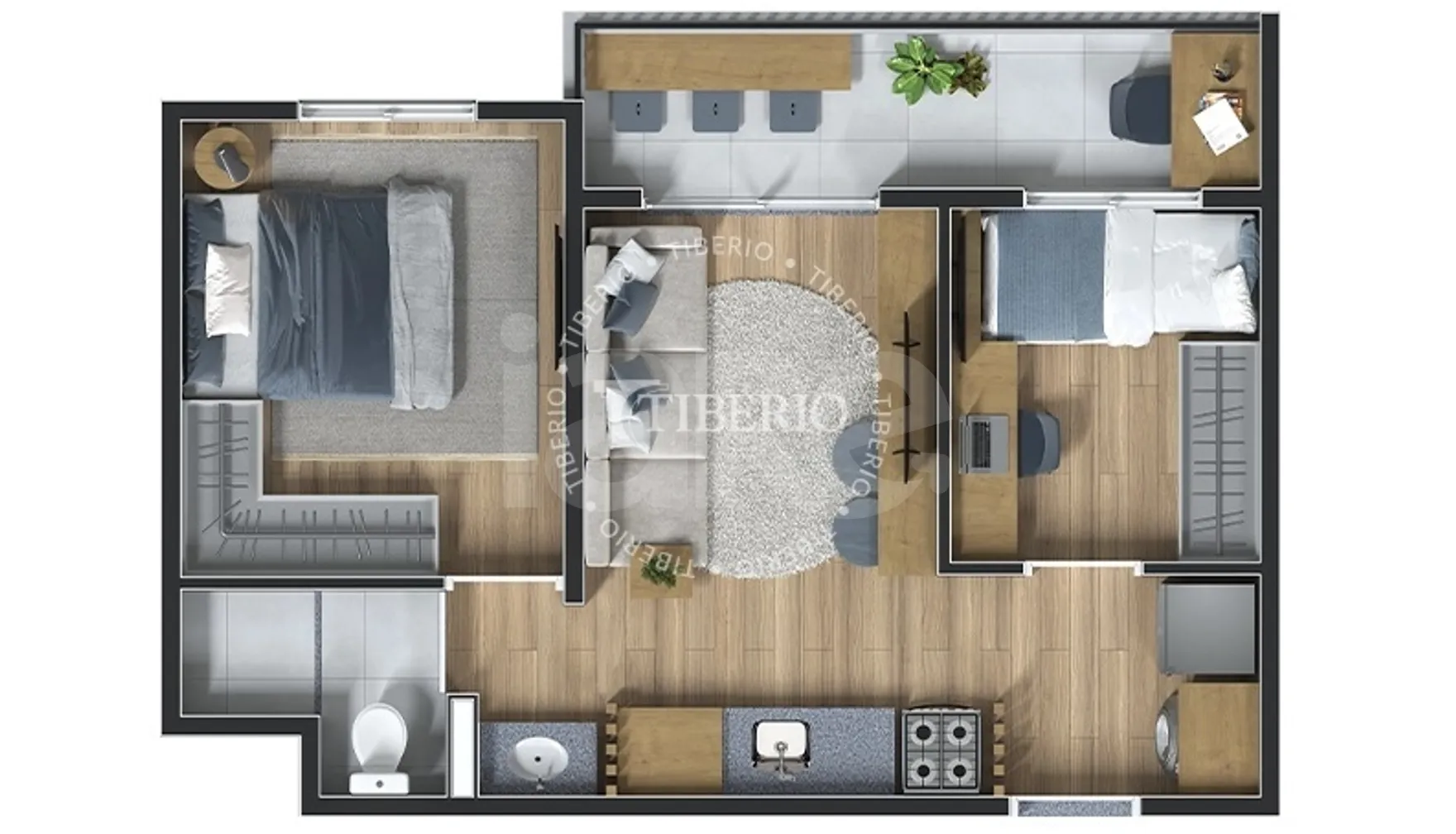 Planta — Studio 38,82 m²