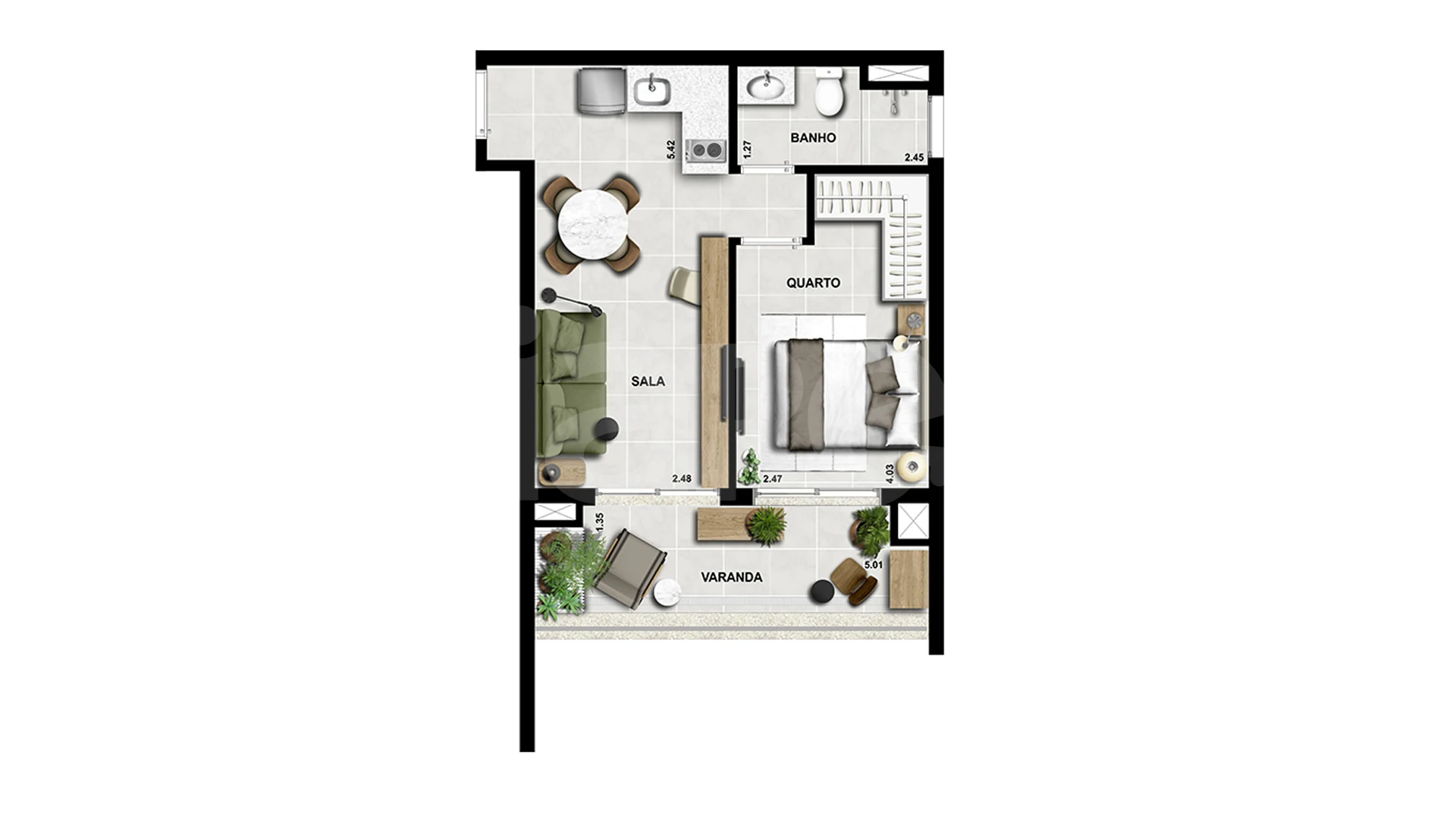 Planta — Apartamento 34,63 m²