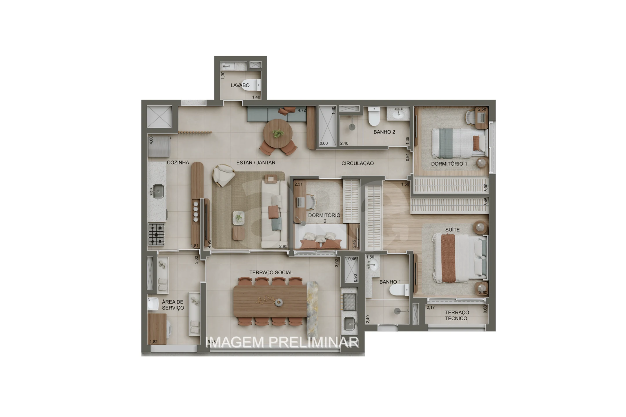 Planta — Apartamento 99,89 m²