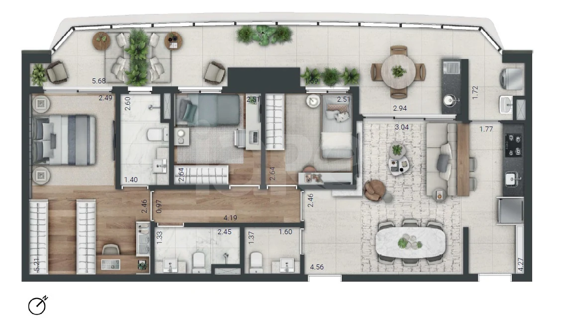 Planta — Apartamento 106,68 m²