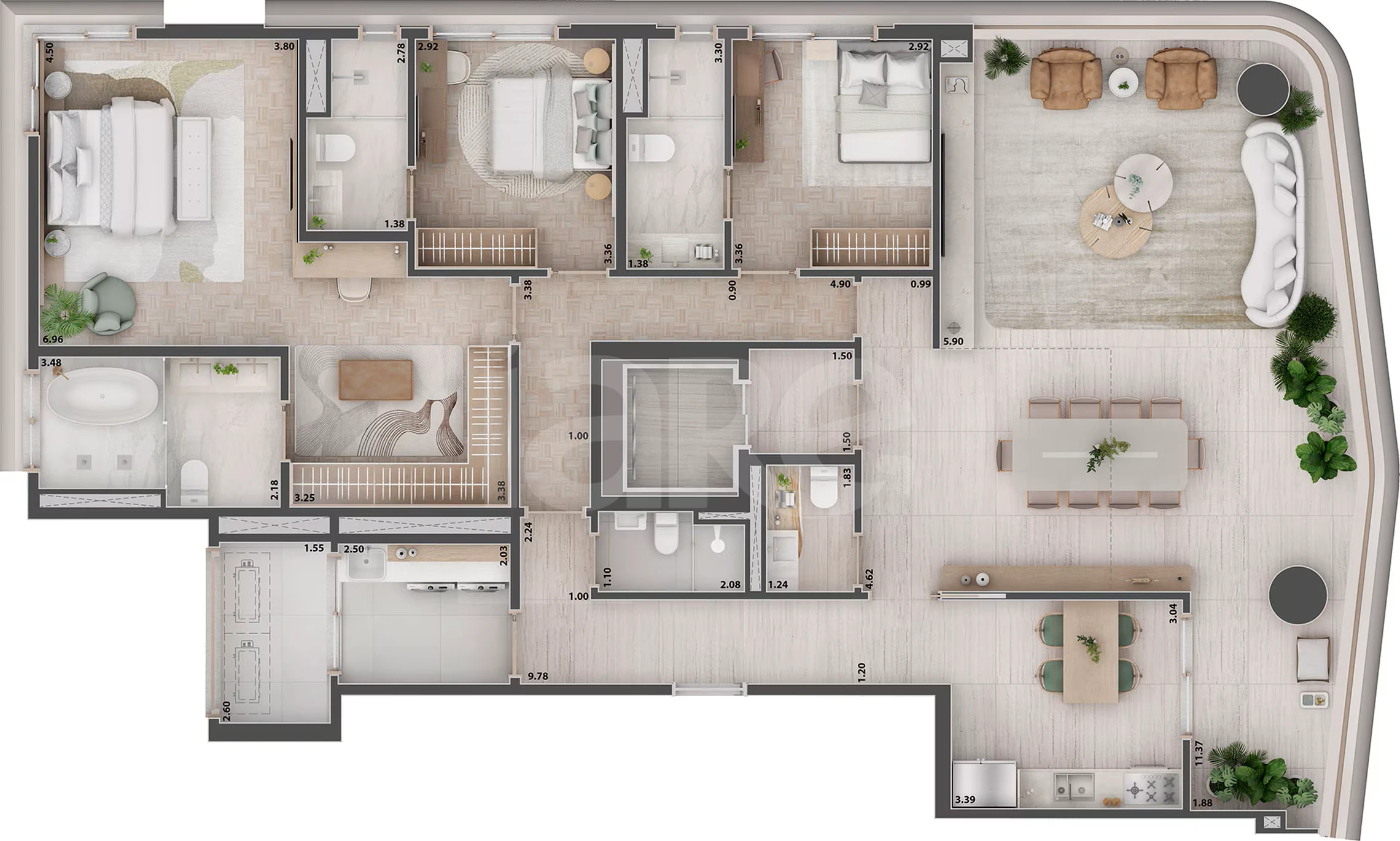 Planta — Apartamento 192,22 m²