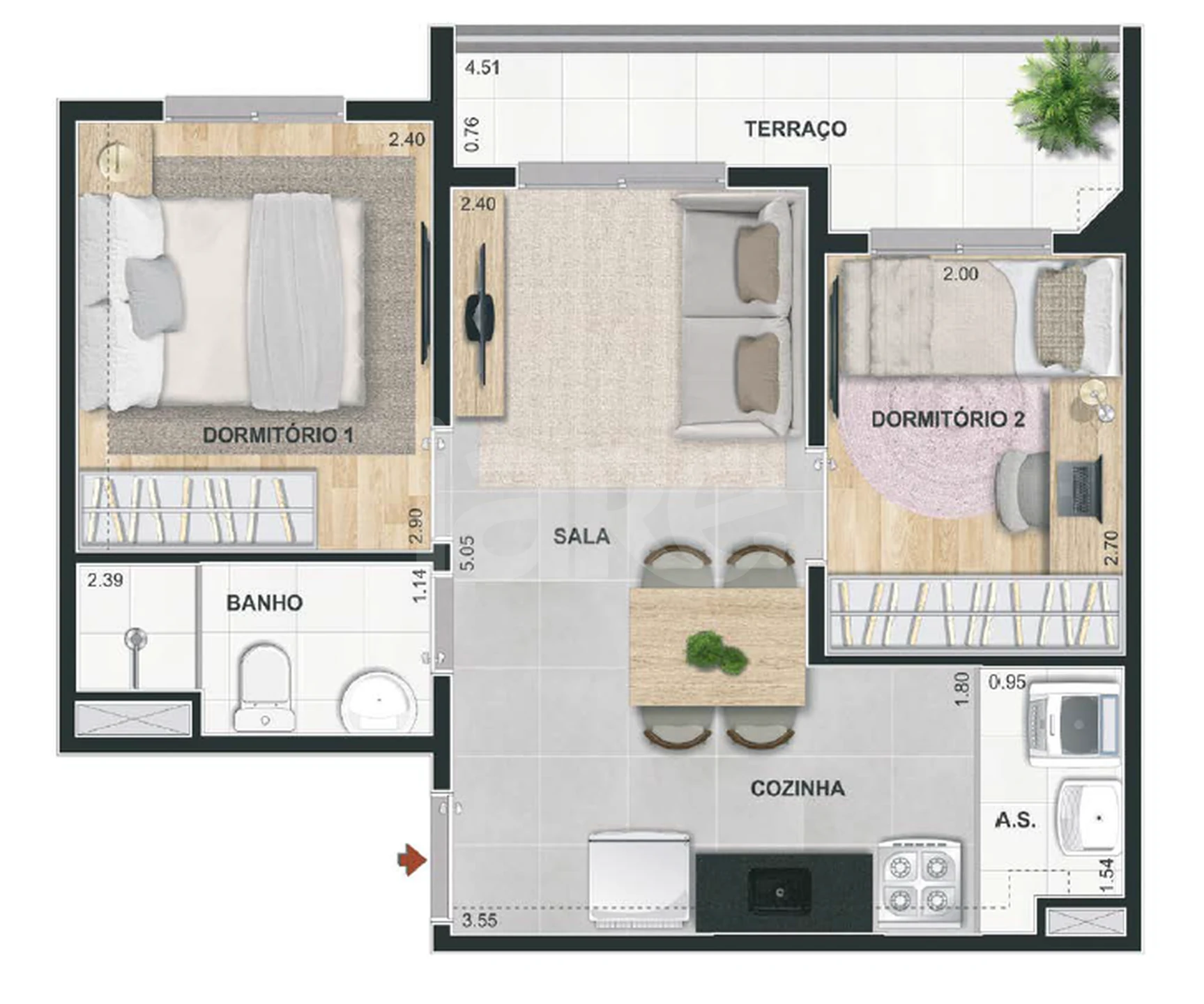 Planta — Apartamento 41 m²