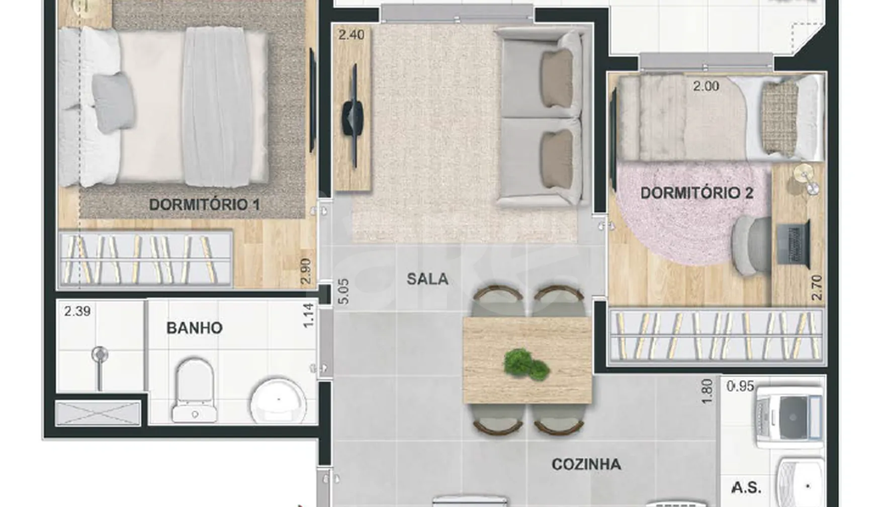 Planta — Apartamento 41 m²