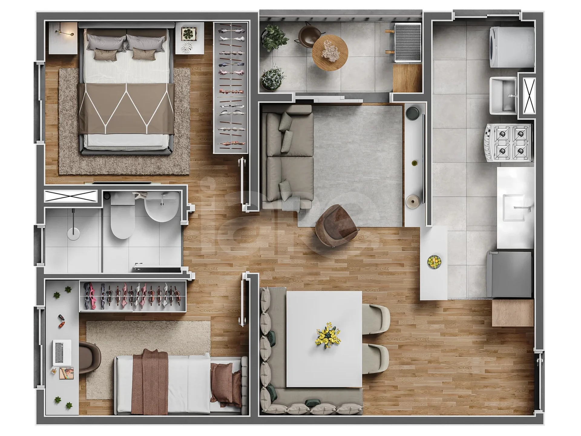 Planta — Apartamento 44,6 m²