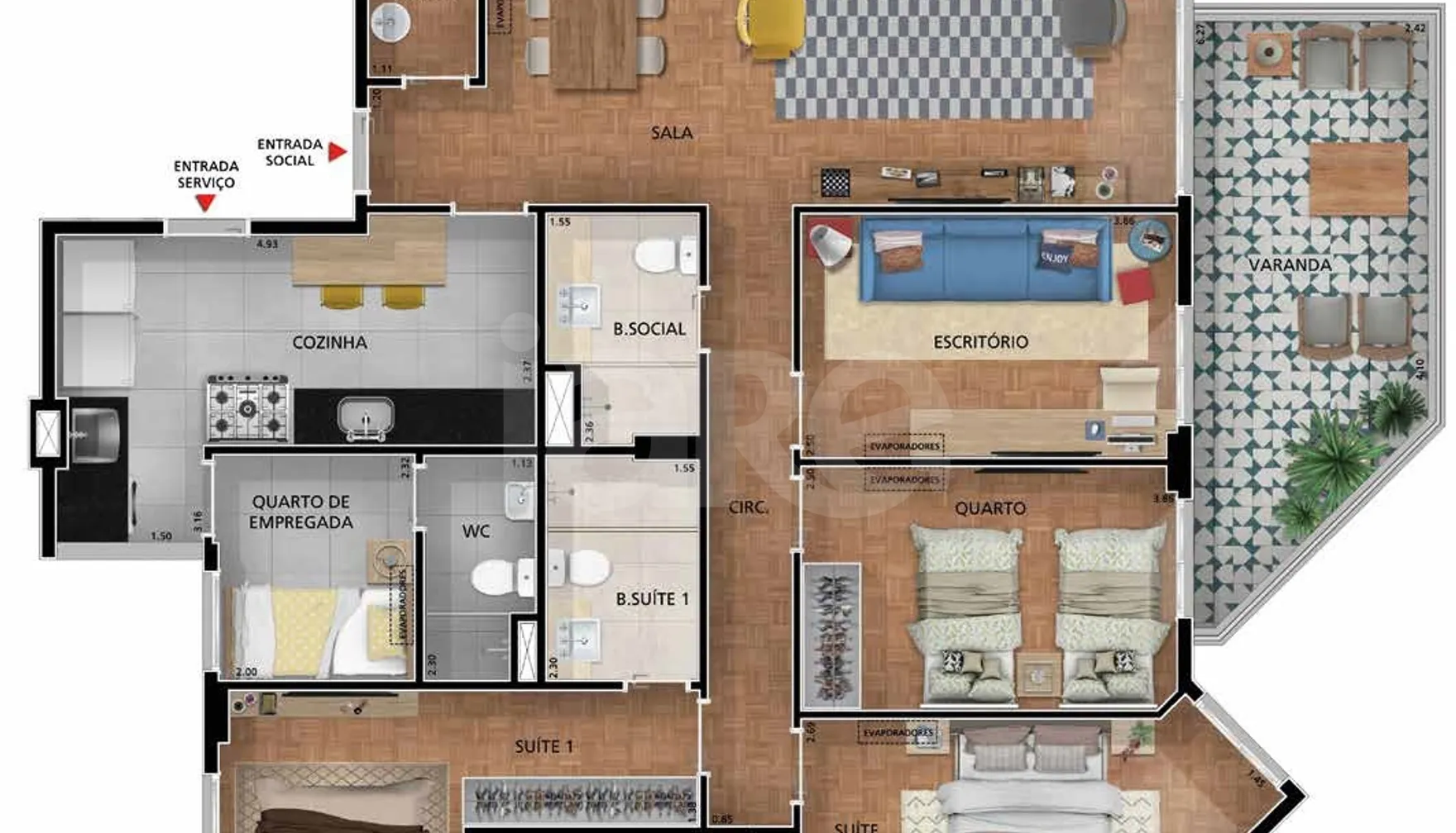 Planta — Apartamento 135,41 m²