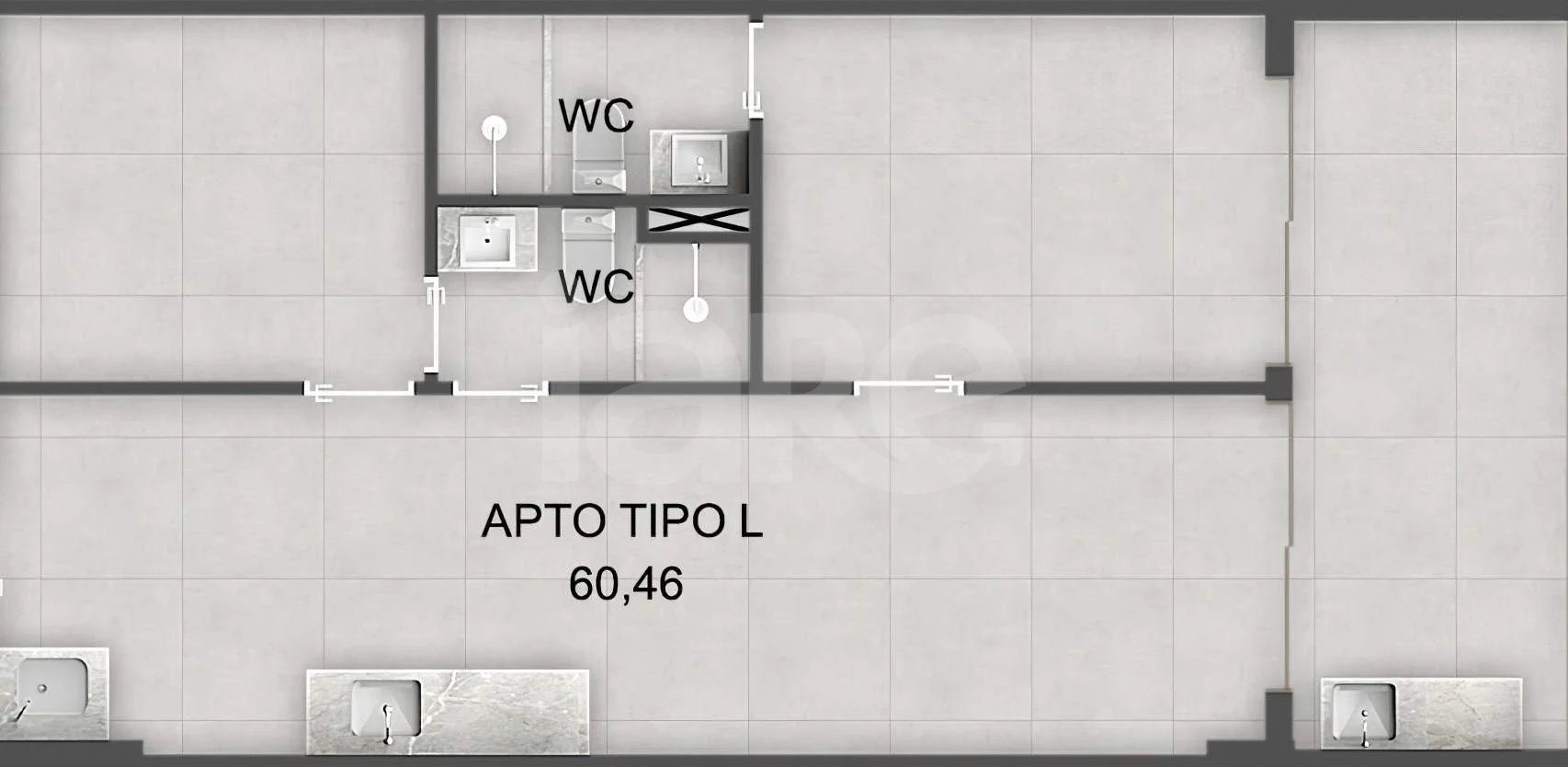 Planta — Apartamento 60,46 m²