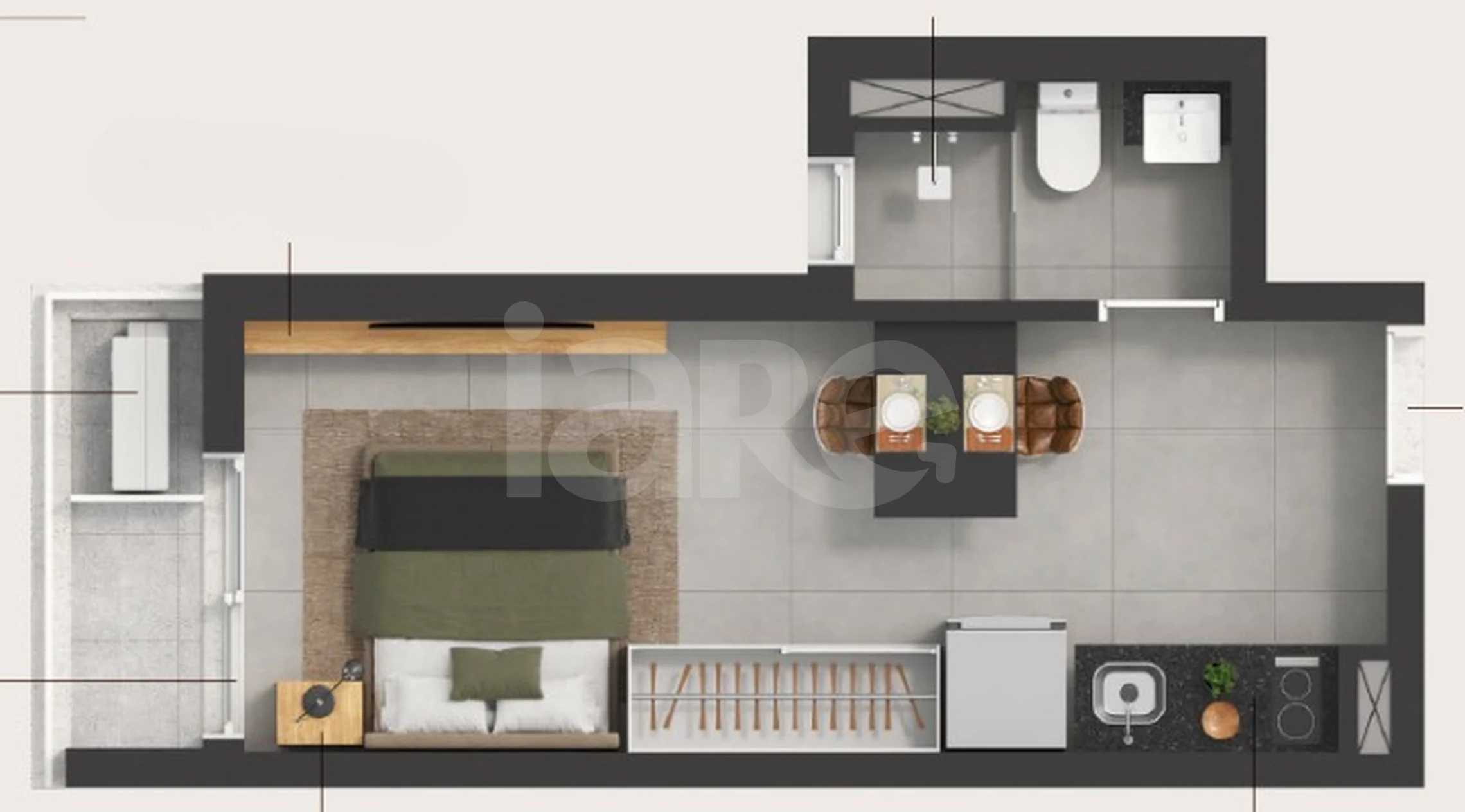 Planta — Studio 26,51 m²
