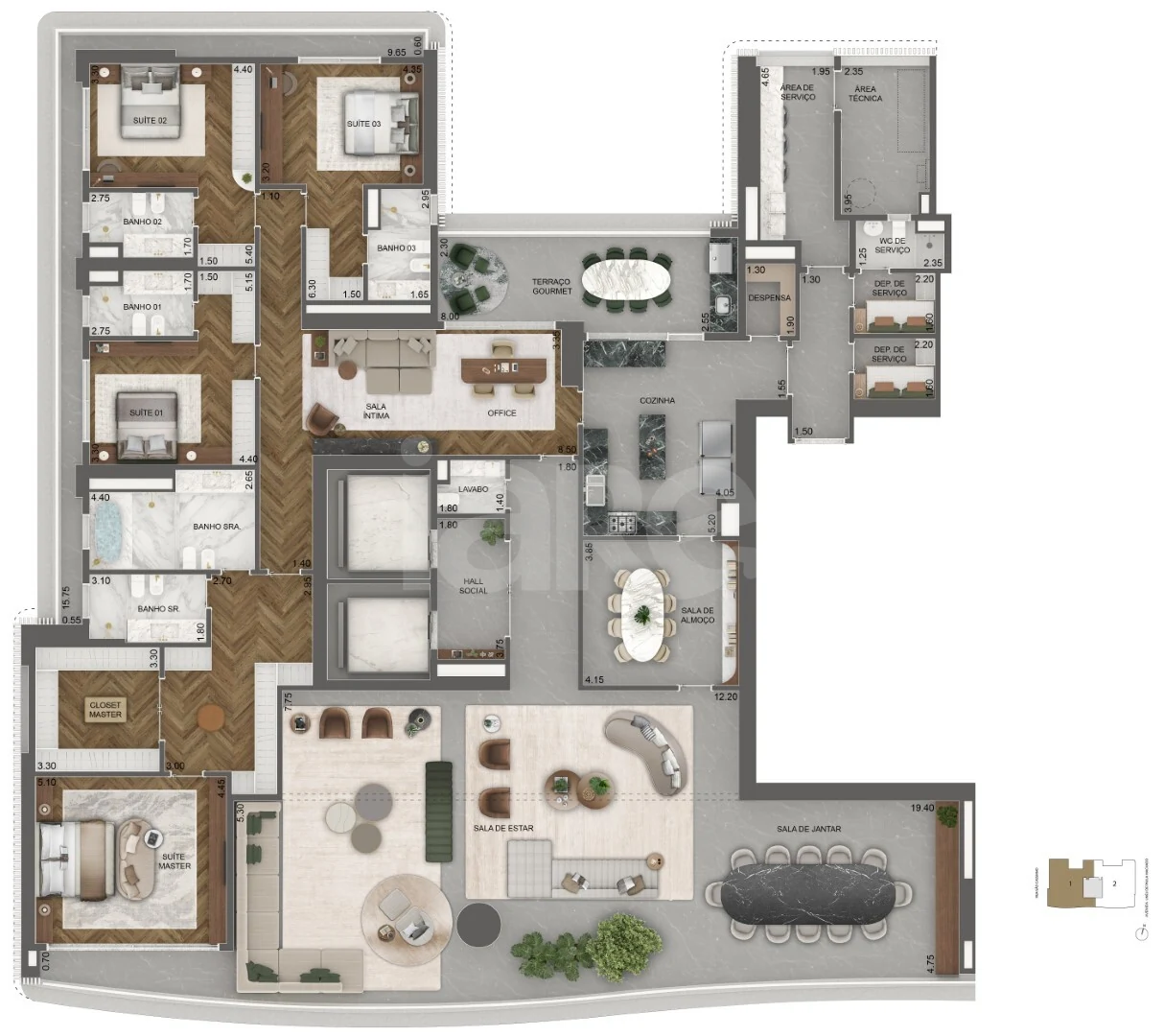Planta — Apartamento 515 m²