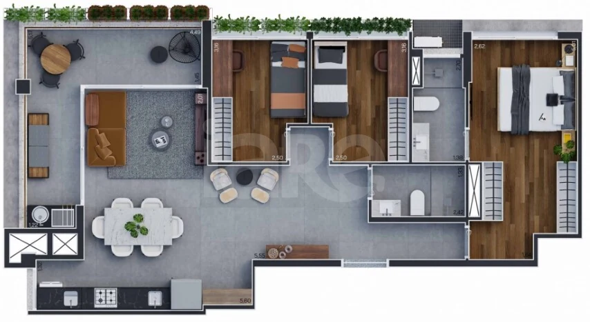 Planta — Apartamento 96,48 m²
