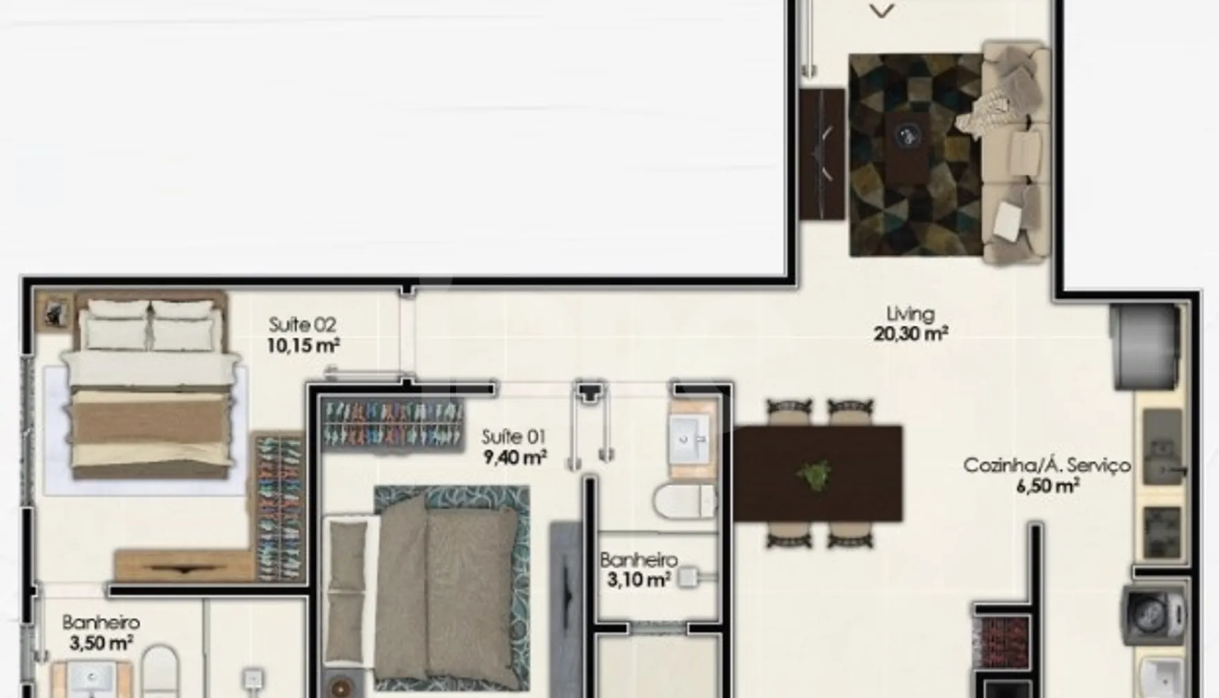 Planta — Apartamento 66,95 m²