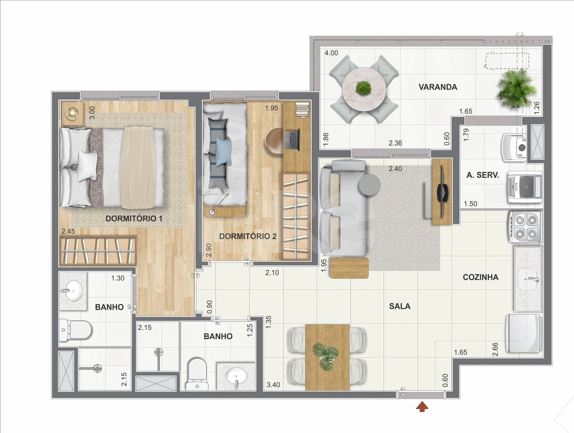 Planta — Apartamento 53,12 m²