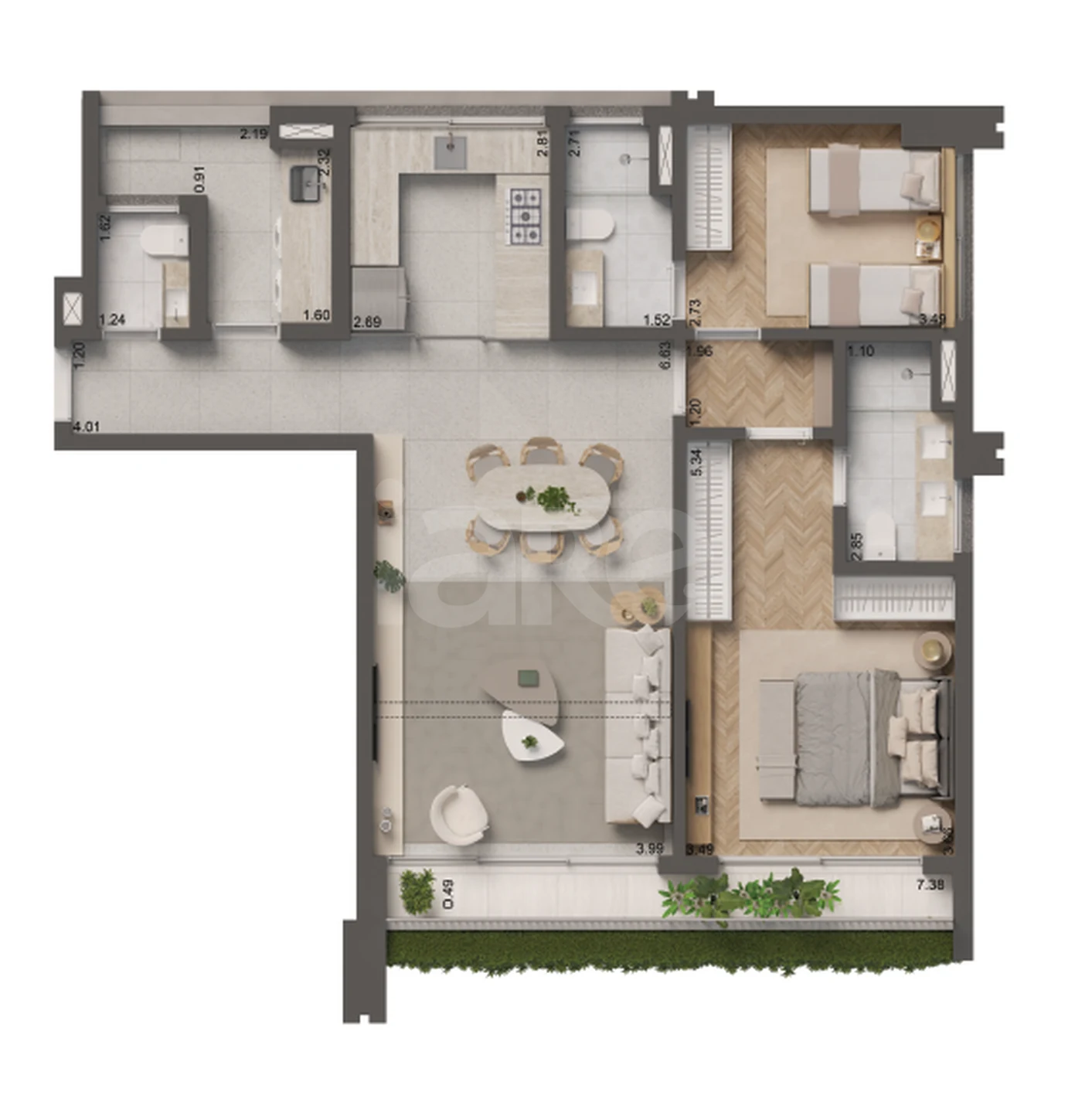 Planta — Apartamento 103,42 m²