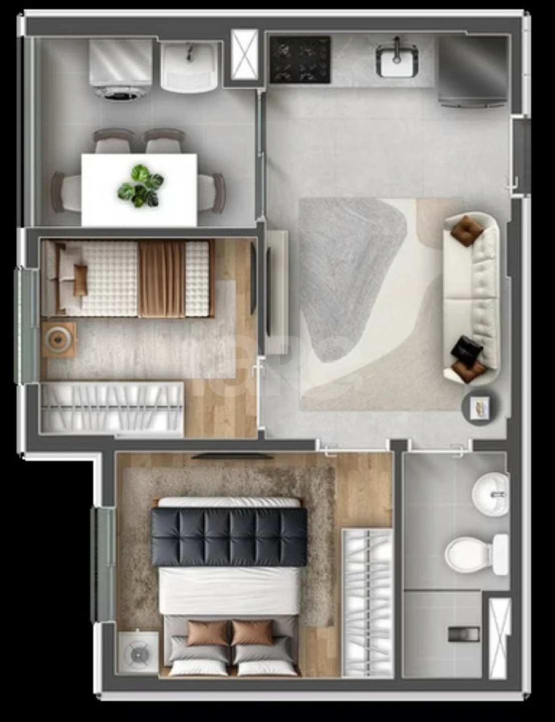 Planta — Apartamento 34,74 m²