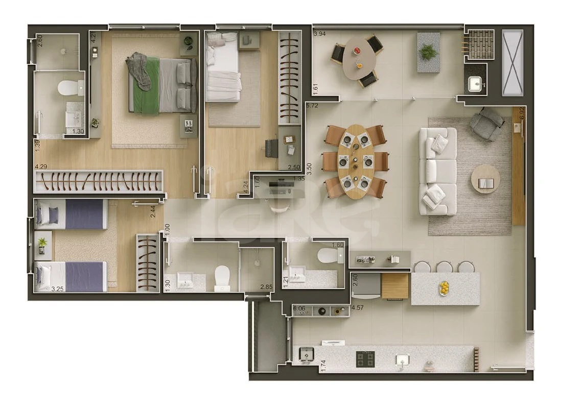 Planta — Apartamento 107,84 m²