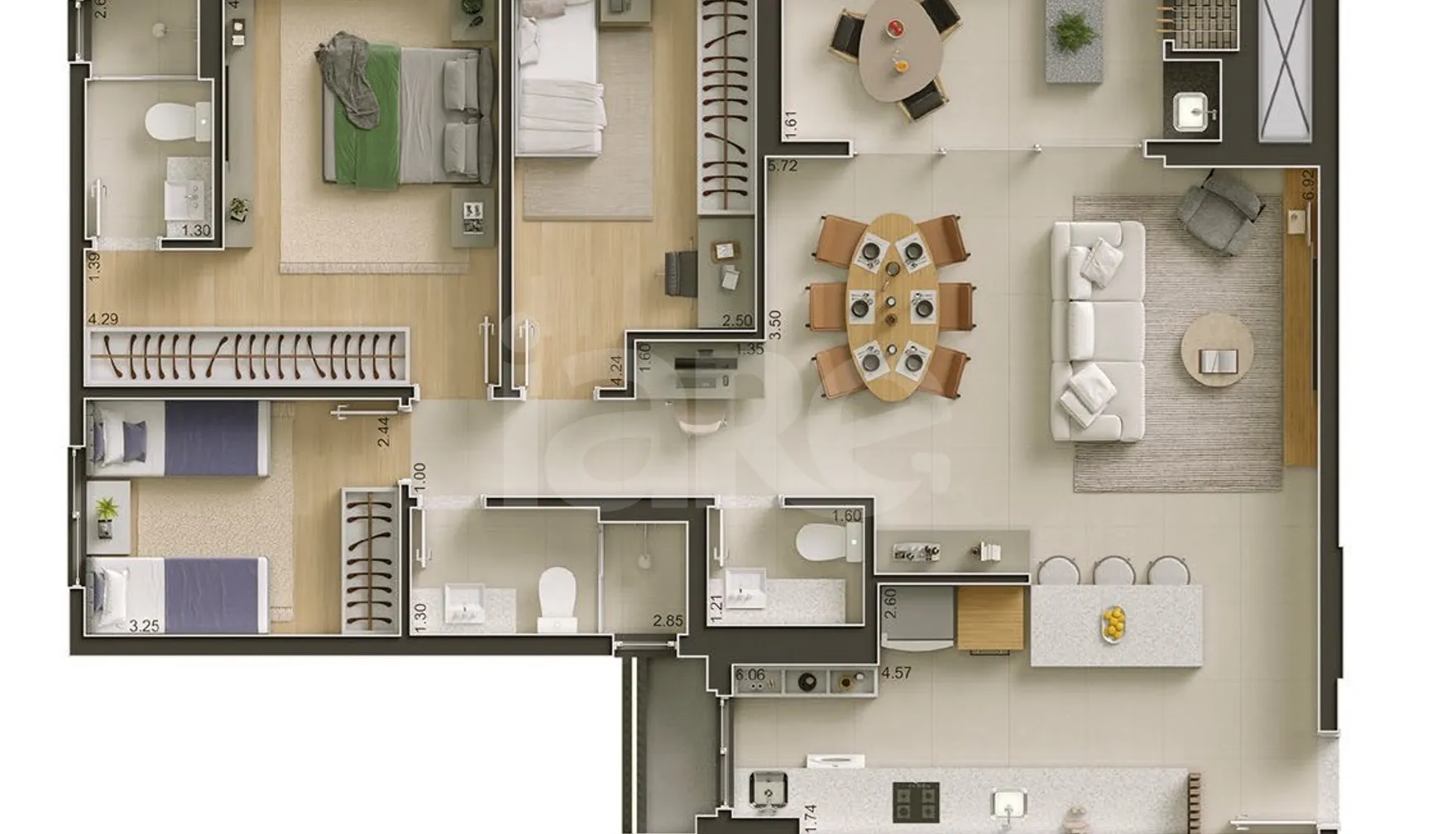 Planta — Apartamento 107,84 m²
