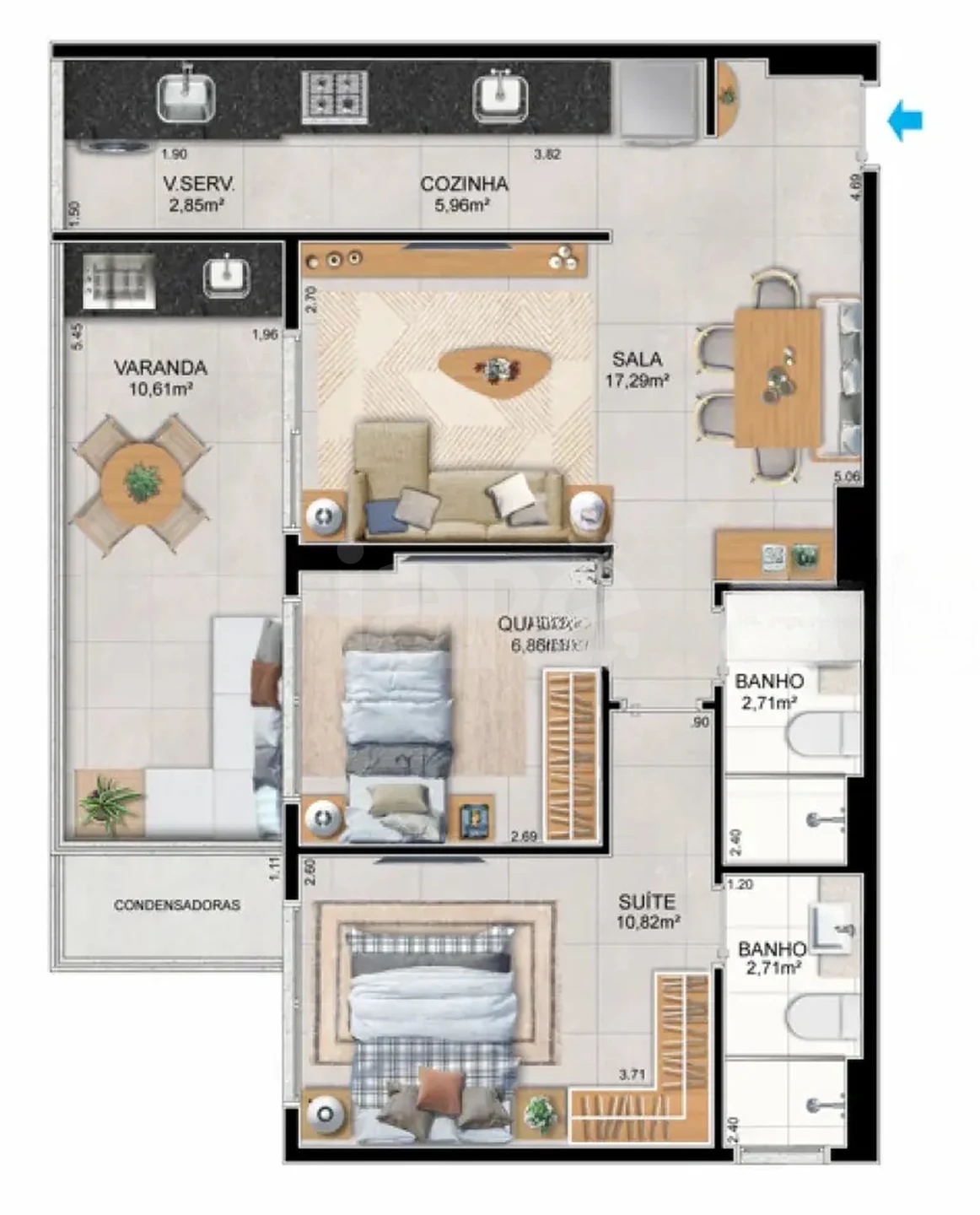 Planta — Apartamento 66,44 m²