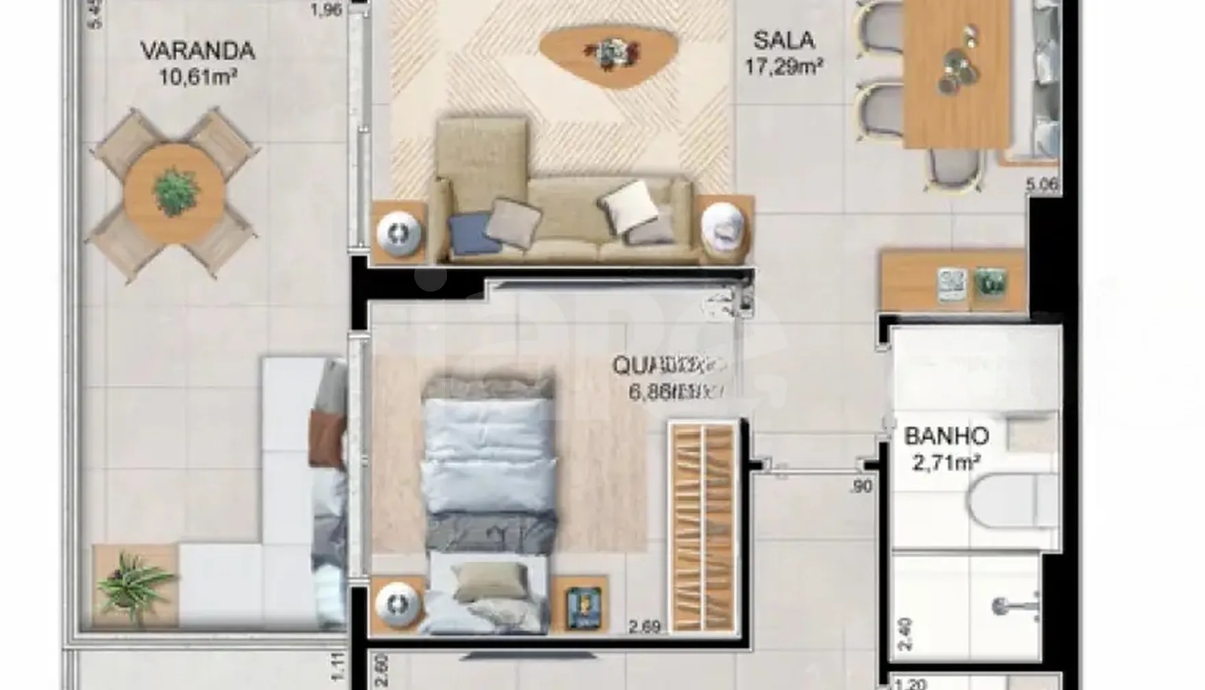 Planta — Apartamento 66,44 m²