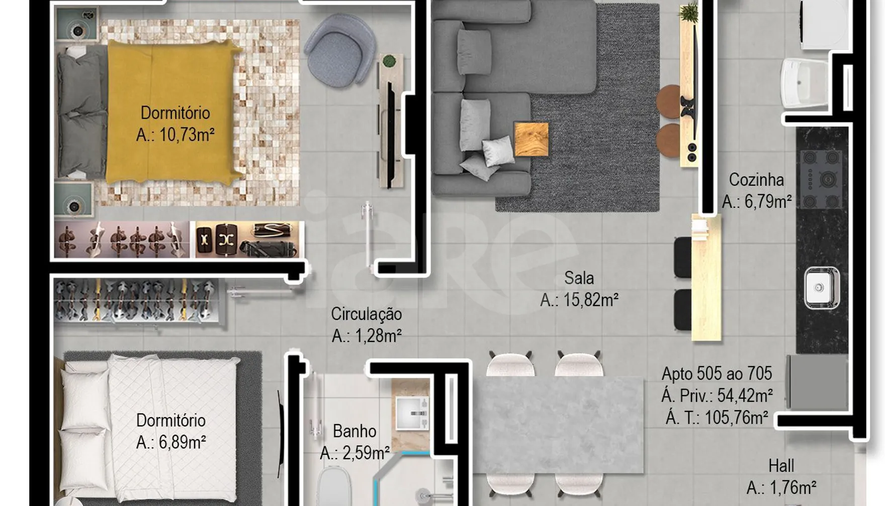 Planta — Apartamento 54,42 m²