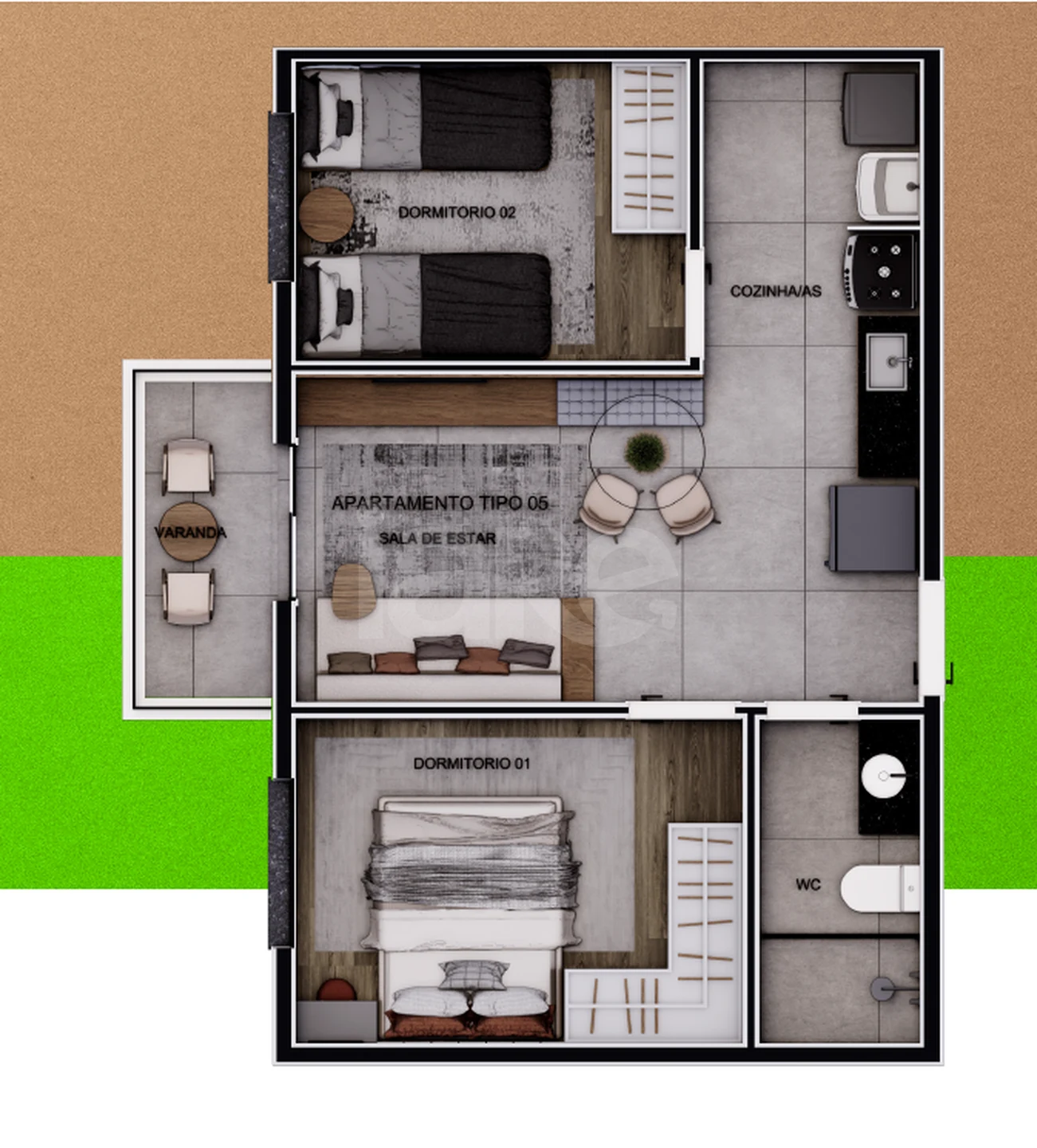 Planta — Apartamento 39 m²