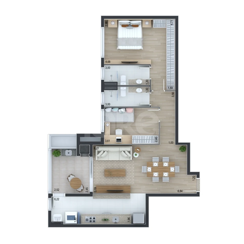 Planta — Apartamento 90,76 m²