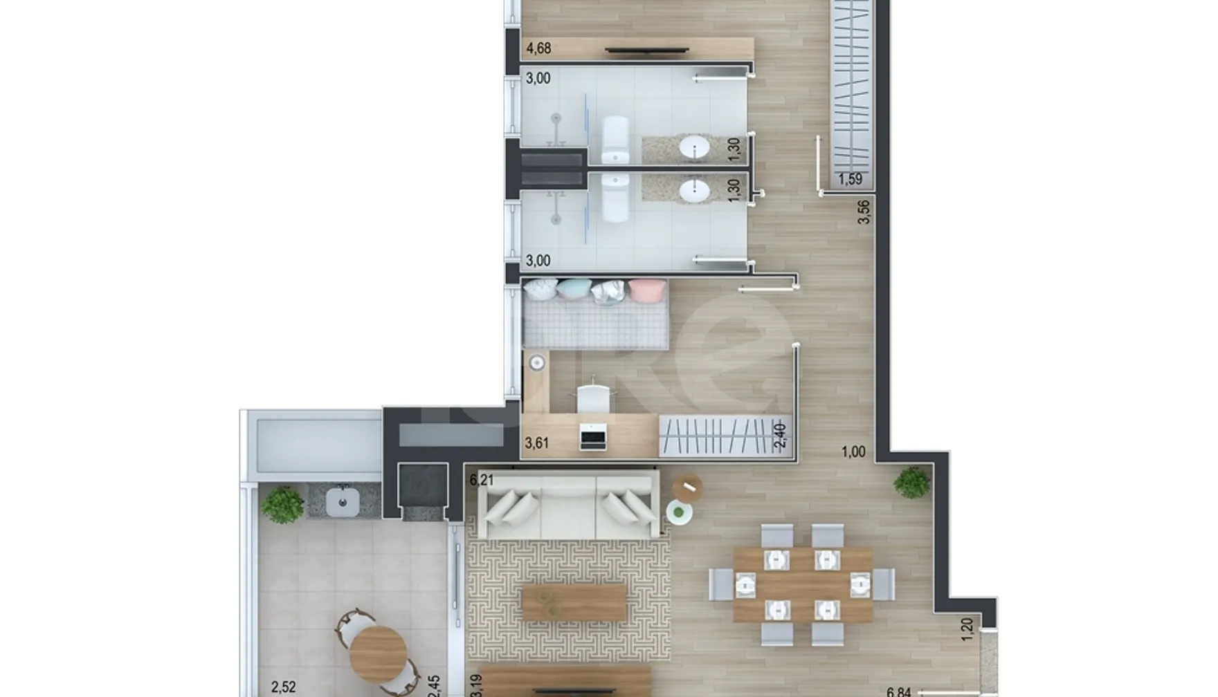 Planta — Apartamento 90,76 m²