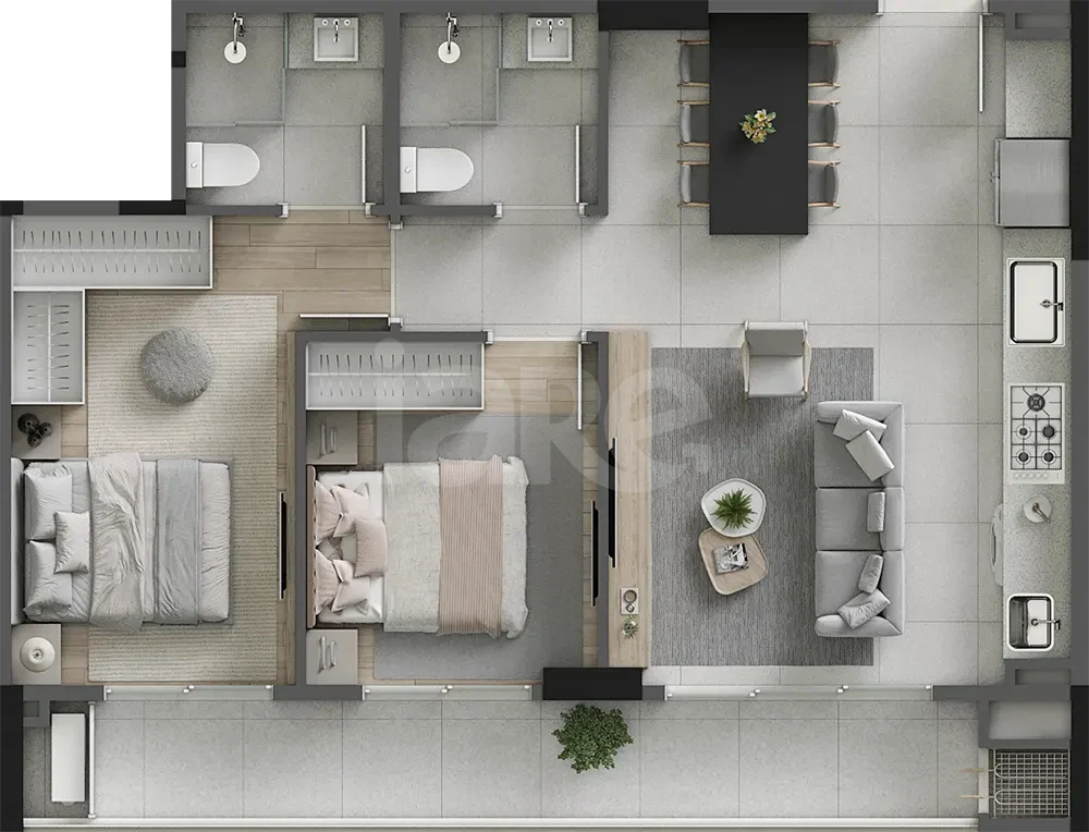 Planta — Apartamento 72,41 m² · 1º pavimento