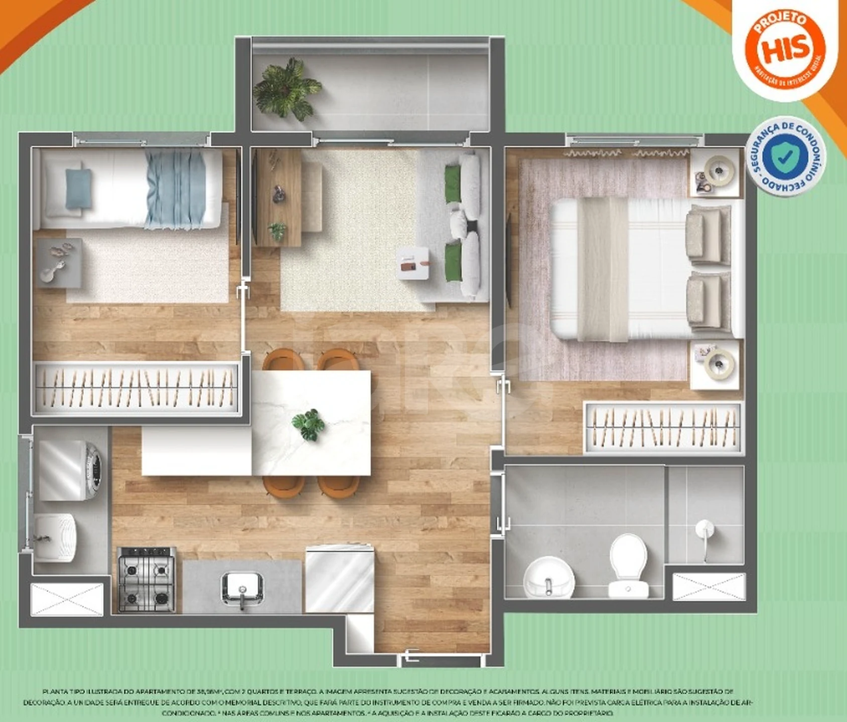 Planta — Apartamento 38,96 m²