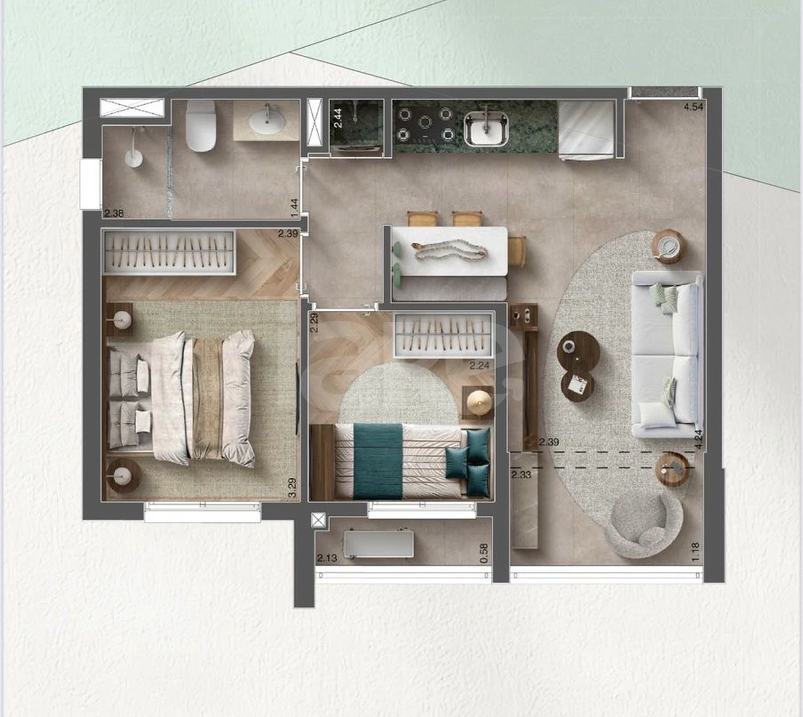Planta — Apartamento 41,37 m²