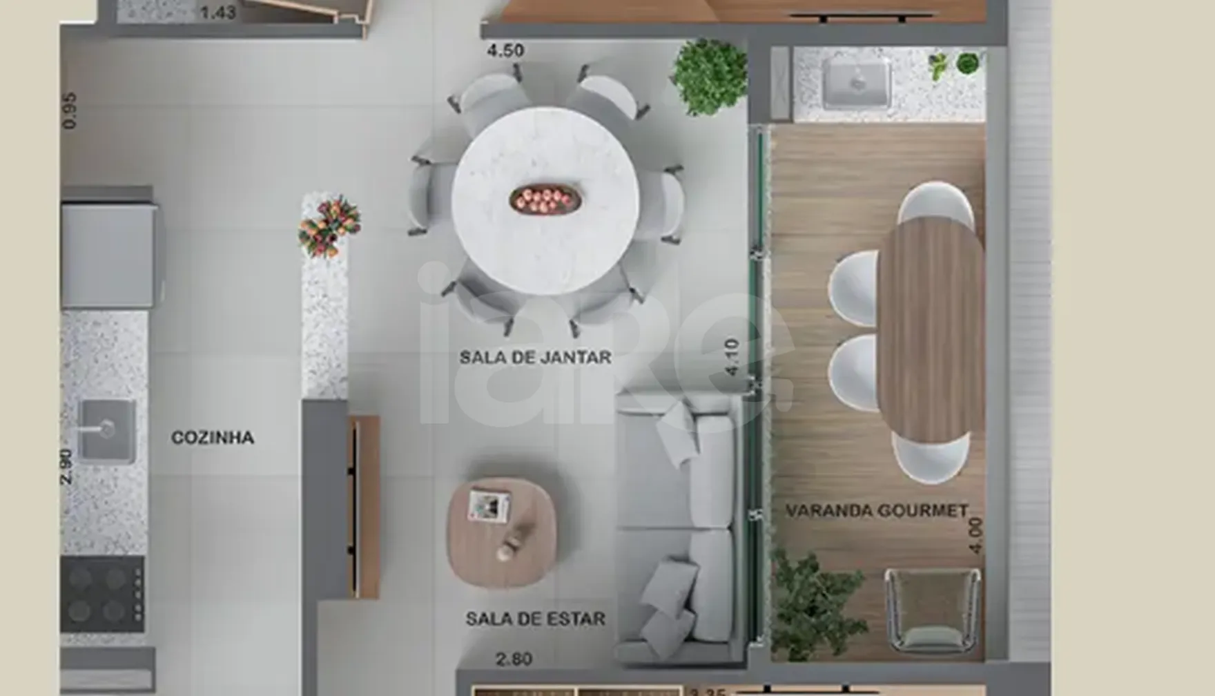 Planta — Apartamento 61,56 m²