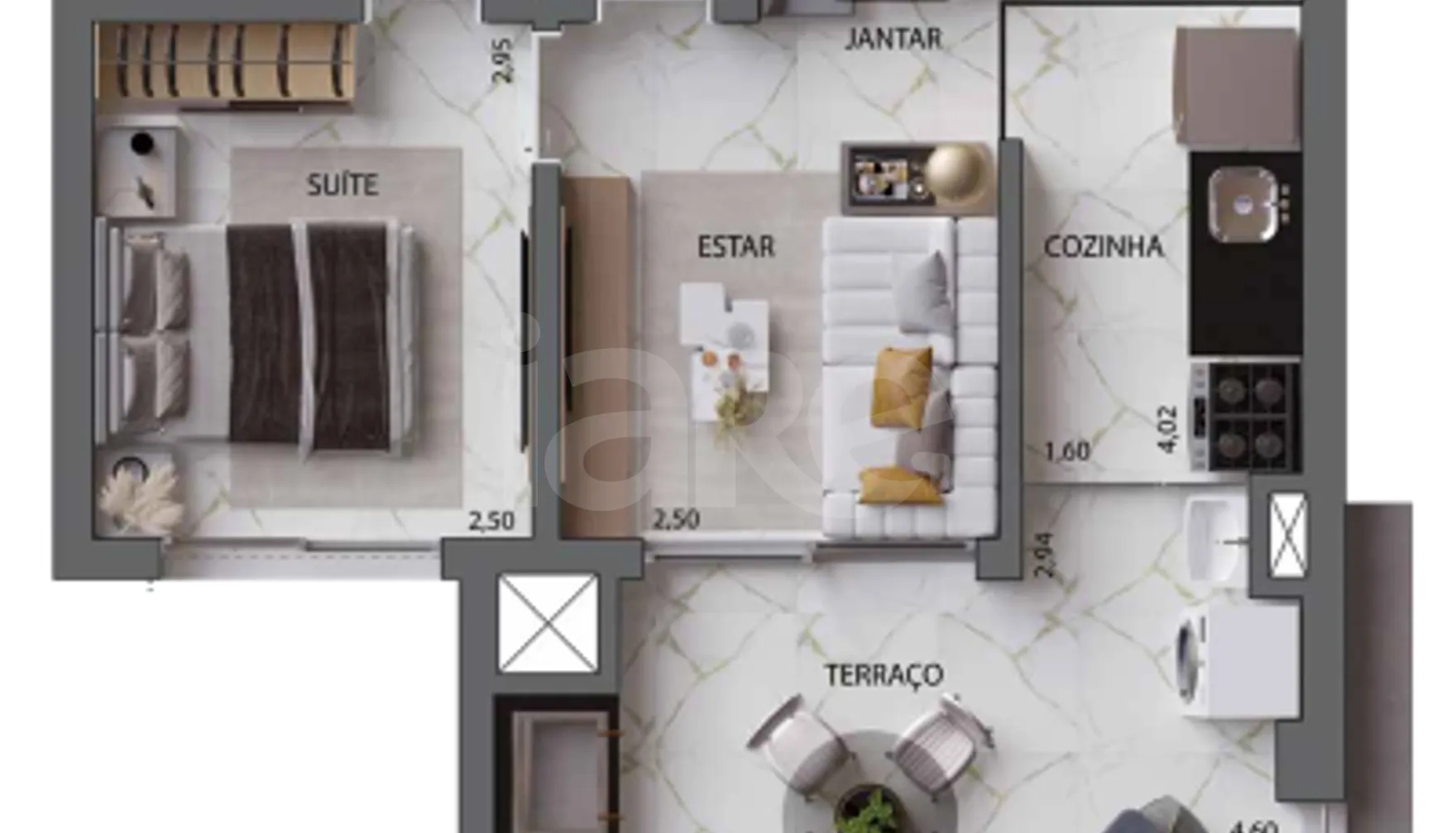 Planta — Apartamento 46,2 m²