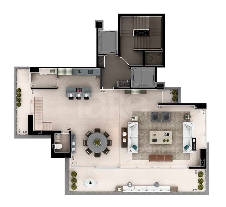 Planta — Cobertura Duplex 298 m²