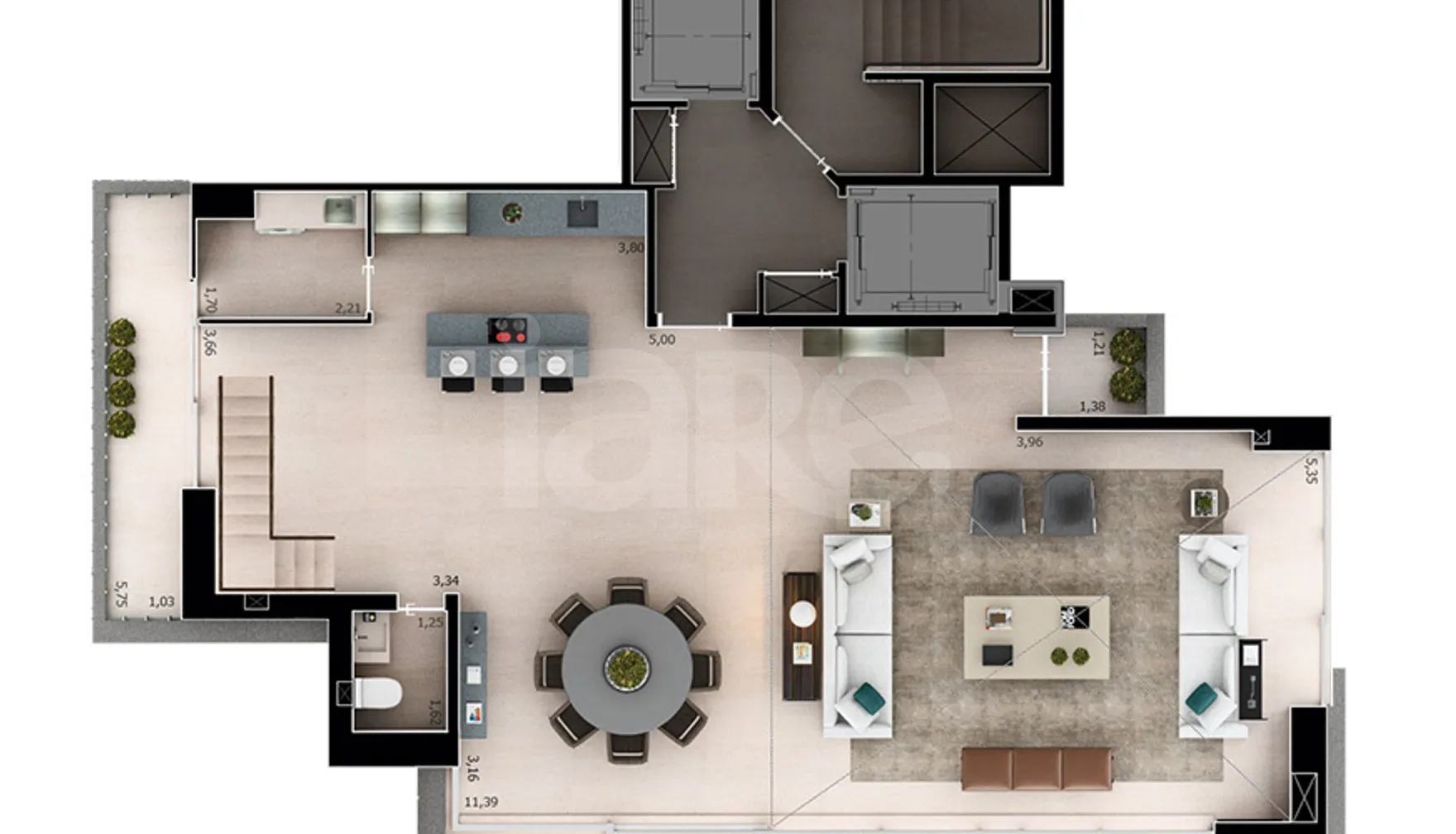 Planta — Cobertura Duplex 298 m²