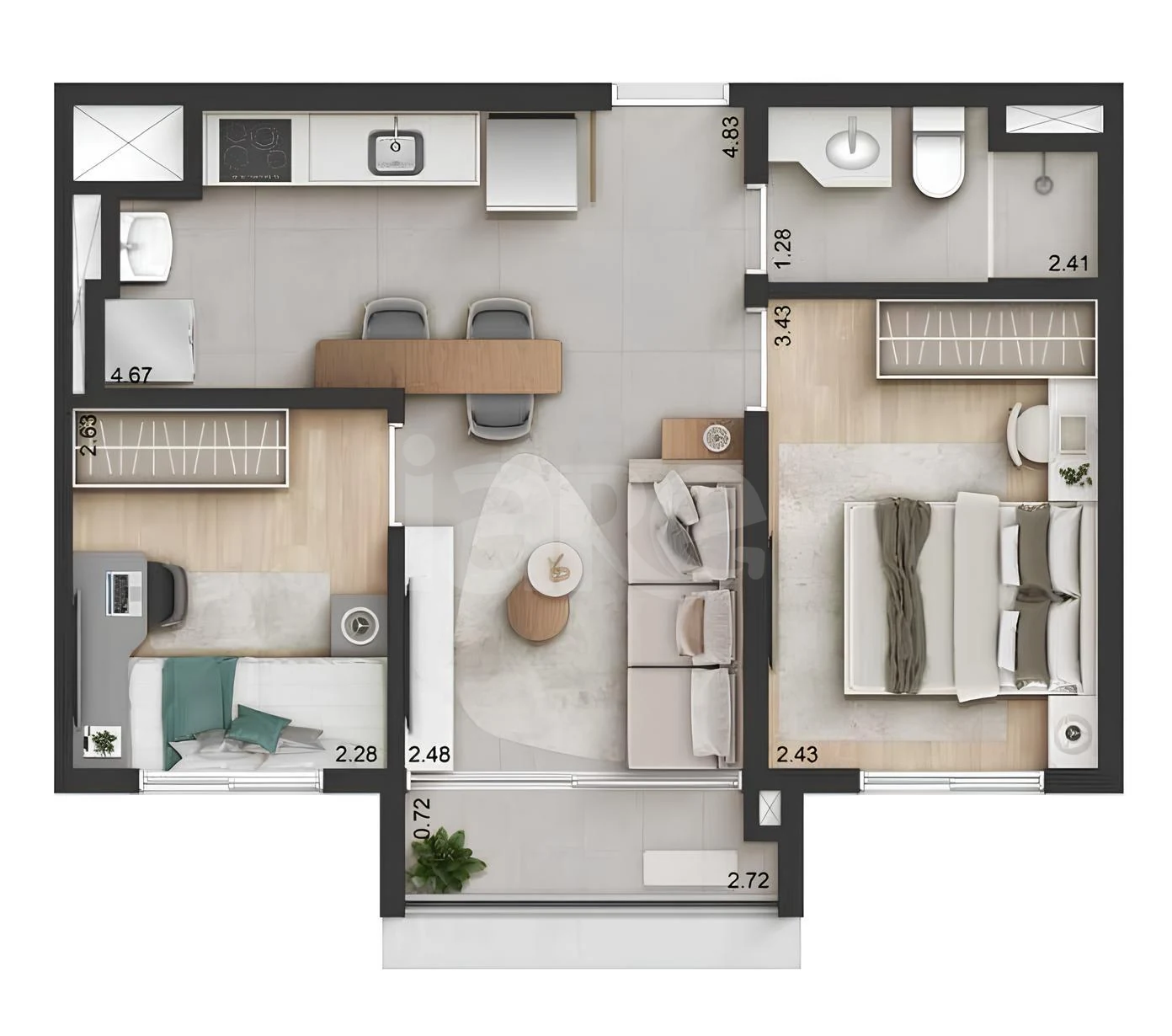 Planta — Apartamento 41,1 m²