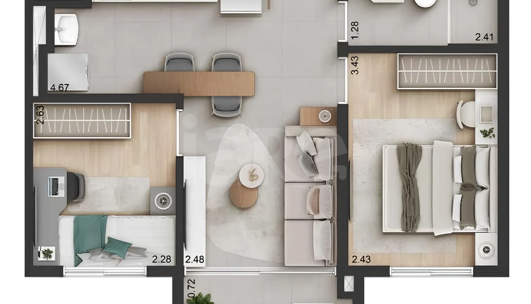 Planta — Apartamento 41,1 m²