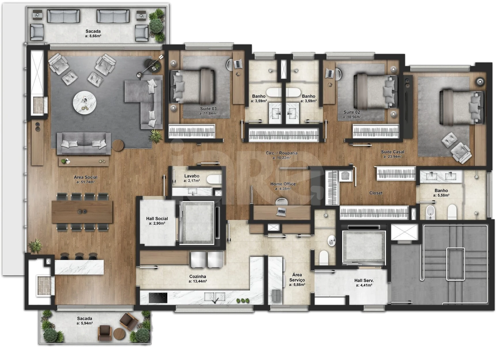 Planta — Apartamento 202,75 m²