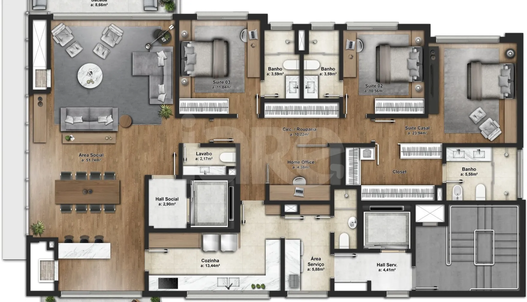 Planta — Apartamento 202,75 m²