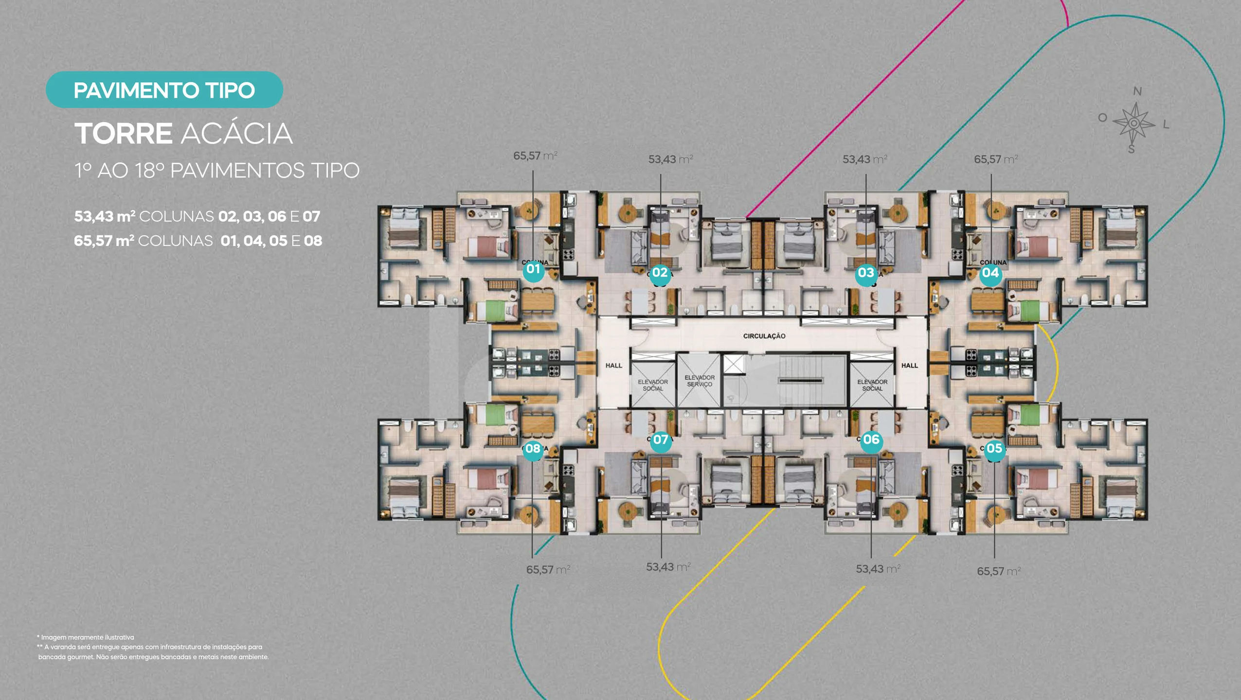 Planta — Pavimento Tipo - Torre Acácia