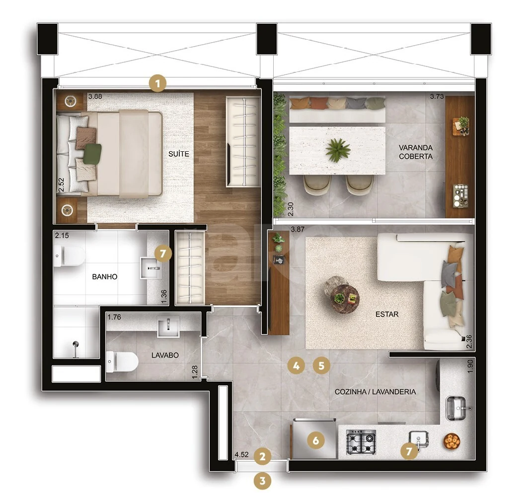 Planta — Apartamento 55,35 m²