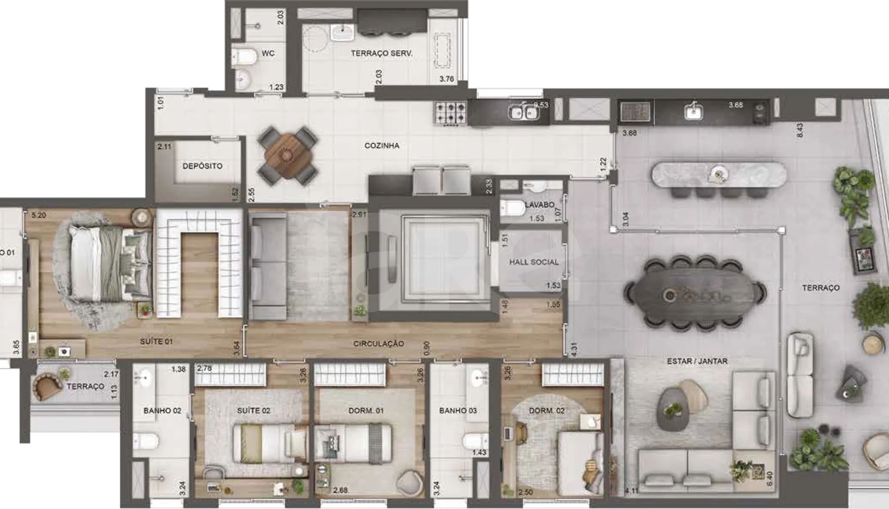 Planta — Apartamento 211,4 m²