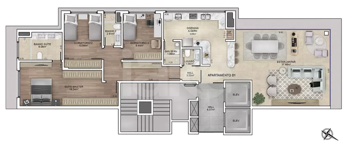 Planta — Apartamento 130 m²