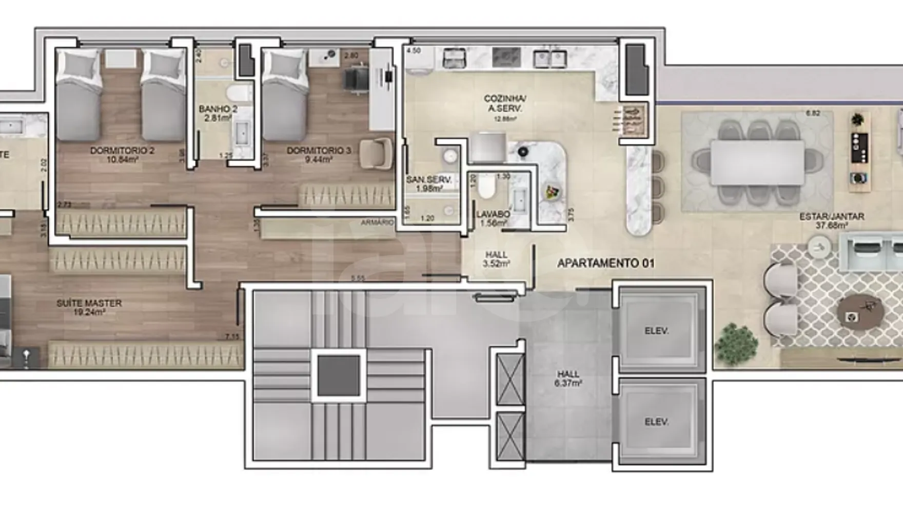 Planta — Apartamento 130 m²