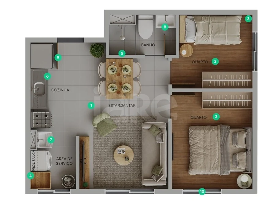Planta — Apartamento 35,36 m²