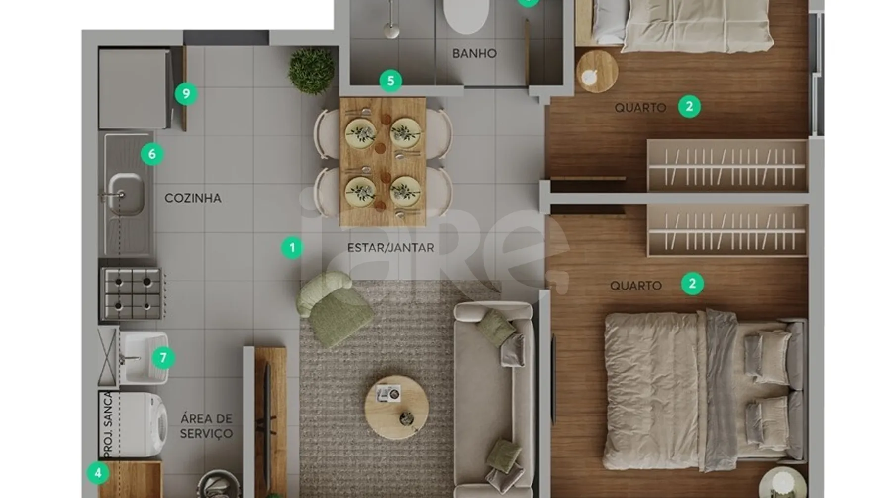 Planta — Apartamento 35,36 m²