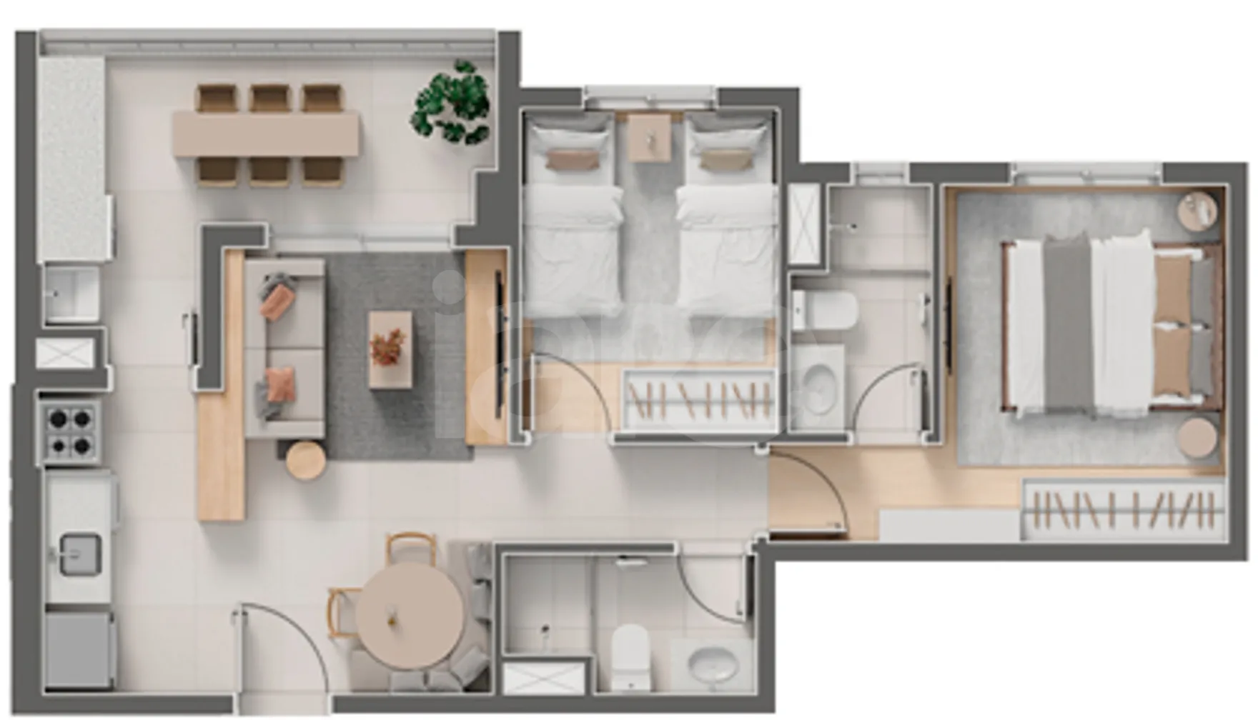 Planta — Apartamento 57,44 m²
